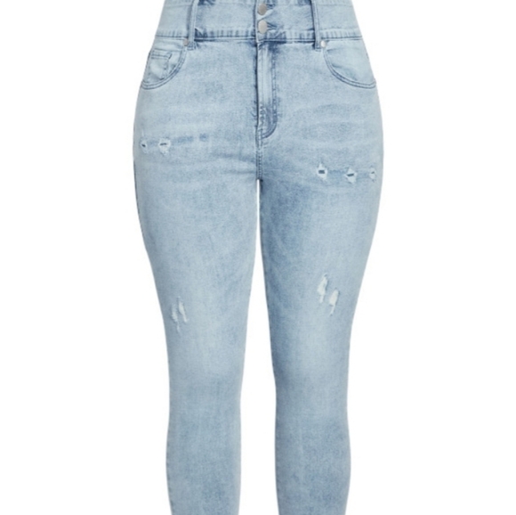 City Chic High Rise Rip Jean light denim wash Size 16 - Picture 3 of 12